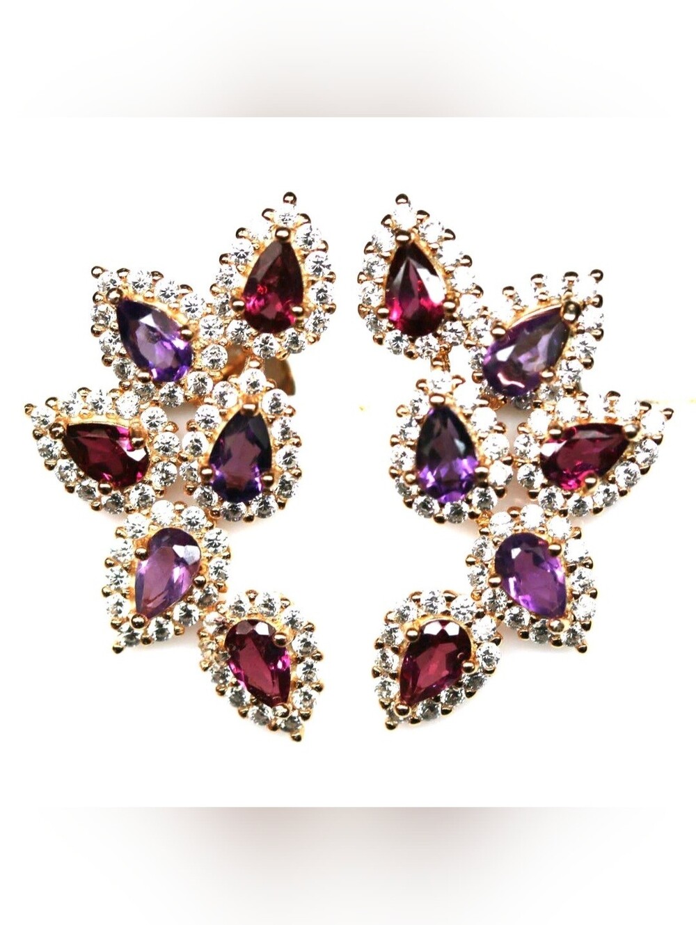 Gorgeous Sterling Silver Genuine Amethyst and Rhodolite Stone Earrings!❤️